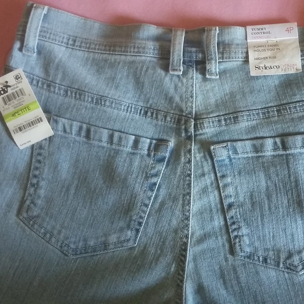 Style & Co. Petite Higher Rise Tummy Control Tapered Leg Jeans